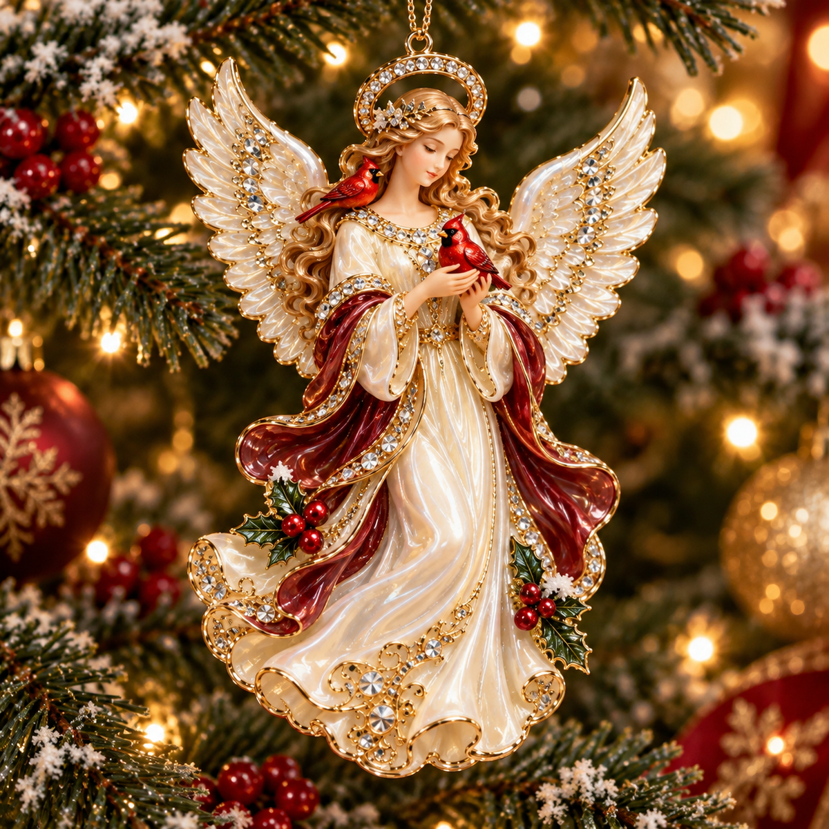 2026 Heavenly Angels Christmas Ornaments – 8 Elegant Designs with Golden Wings & Flowing Pastel Gowns