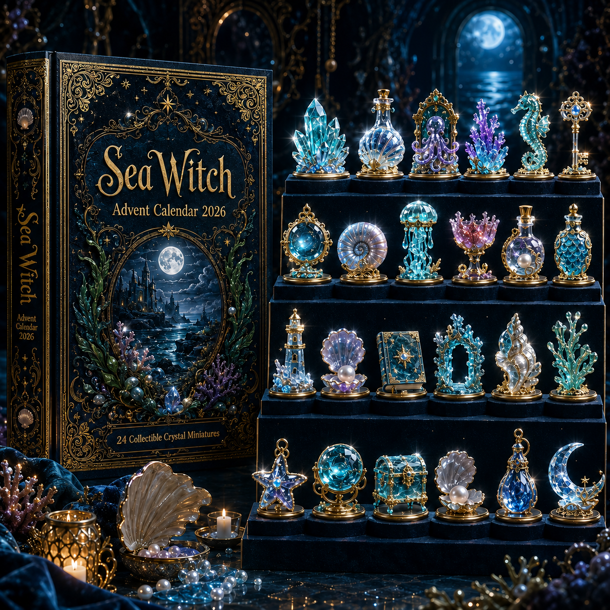 Sea Witch Advent Calendar 2026 – 24-Day Enchanted Ocean Crystal Miniature Countdown Calendar | Mystical Sea Collectible Gift Set