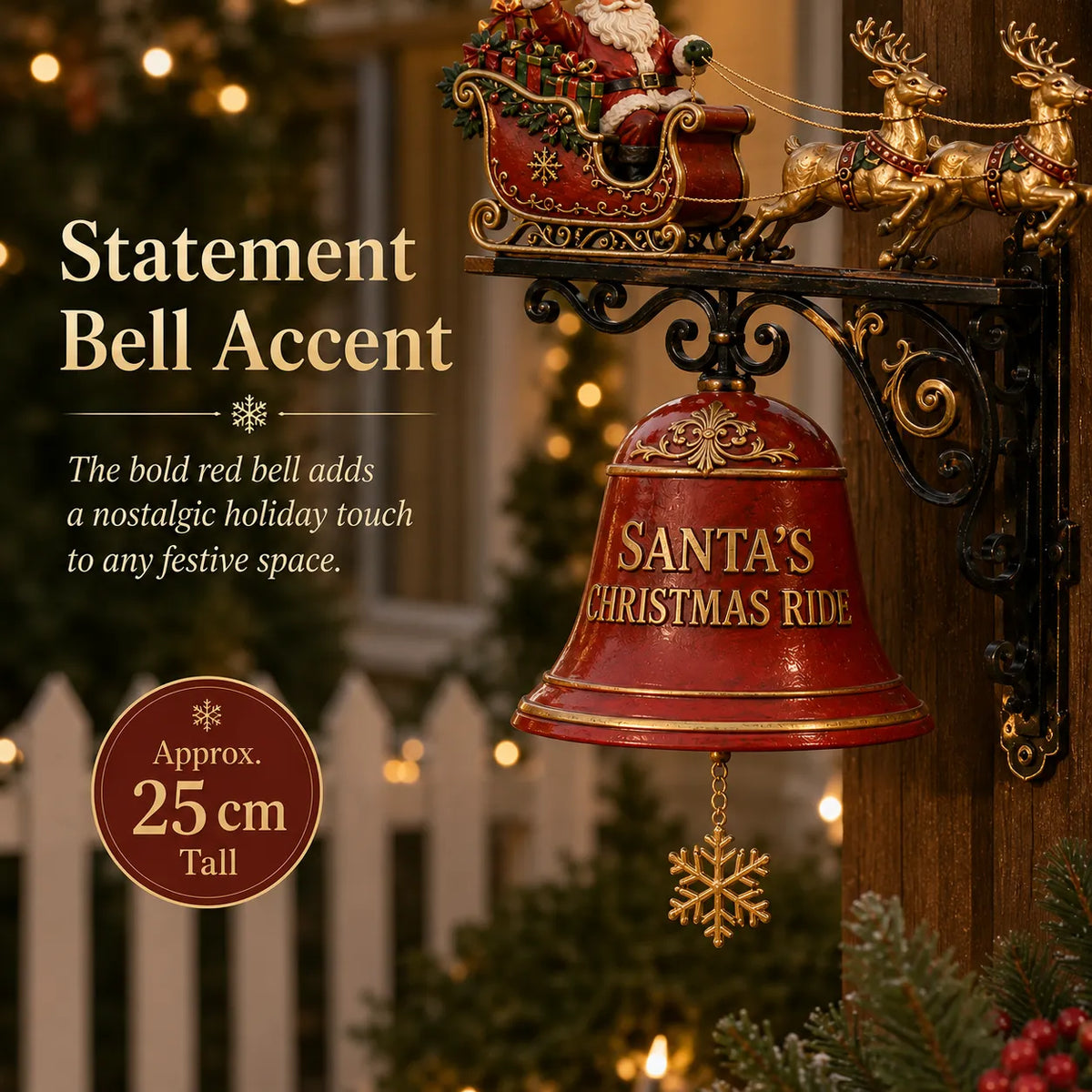 🎅 Santa Sleigh with Reindeer & Bell | 3D Christmas Outdoor Decoration - image 7