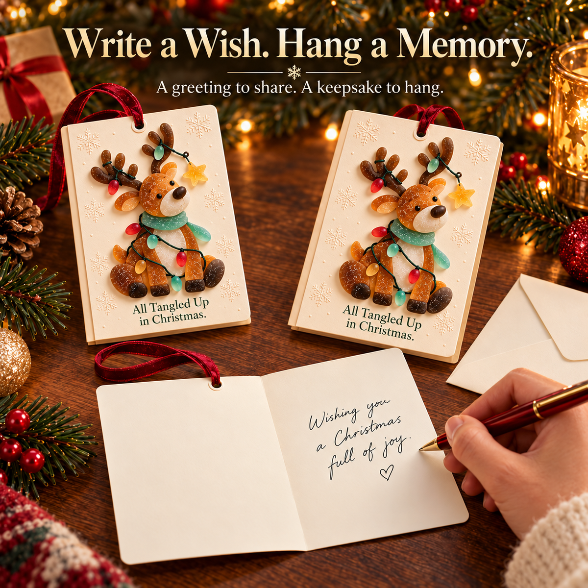🎄 Sea glass style -Christmas Wishes – 2-in-1 Greeting Cards & Keepsake Ornaments | 6 Festive Designs