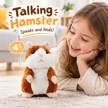 🐹 Talking Hamster Plush – repeats whatever you say, auto head-shaking, hilarious fun for kids & adults 🎁