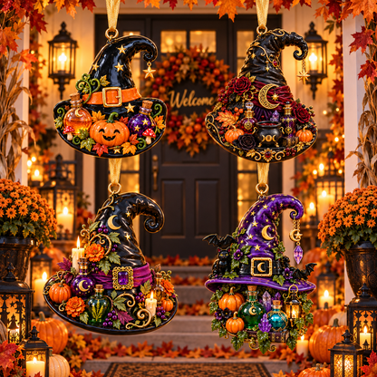 Halloween Witch Hat Ornament – Enchanted Potion Garden Hanging Collection, Spooky Halloween Gift for Witch Lovers & Family