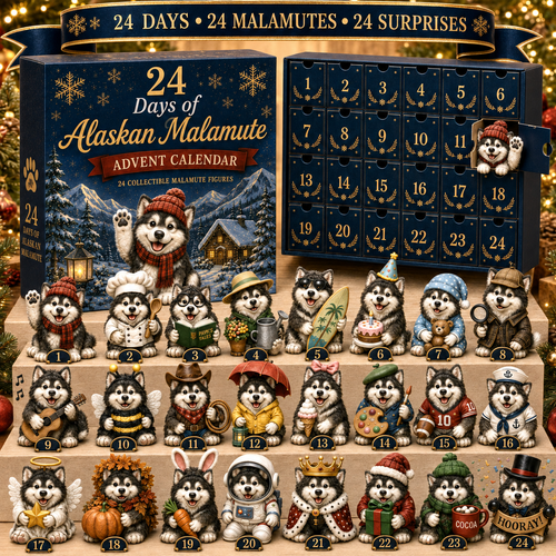 Alaskan Malamute Advent Calendar 2026 – 24 Days of Adorable Collectible Malamute Figurines