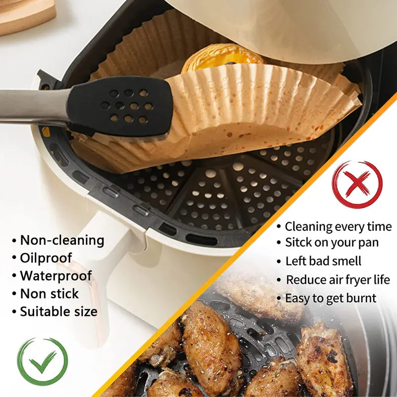 100PCS Disposable Air Fryer Paper Liners – Non-Stick, Oil-Proof & Easy Cleanup - image 4