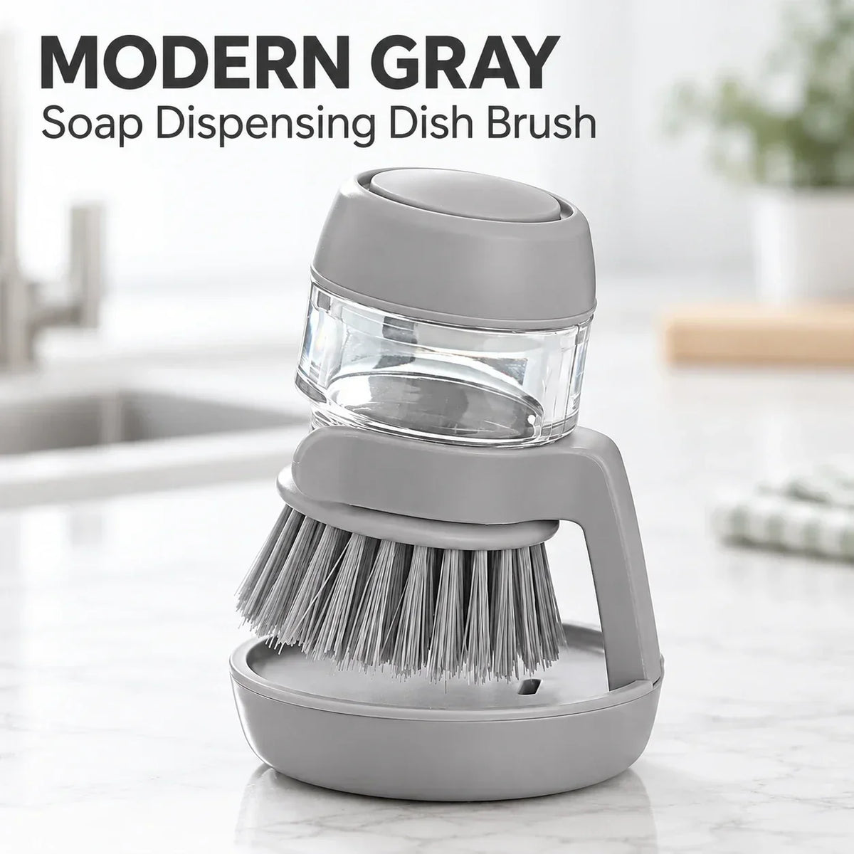 Soap Dispensing Dish Brush with Stand 🫧 Press. Scrub. Done.