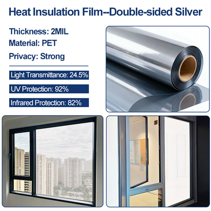Static Cling Window Privacy Film UV Blocking Mirror Tint - image 5