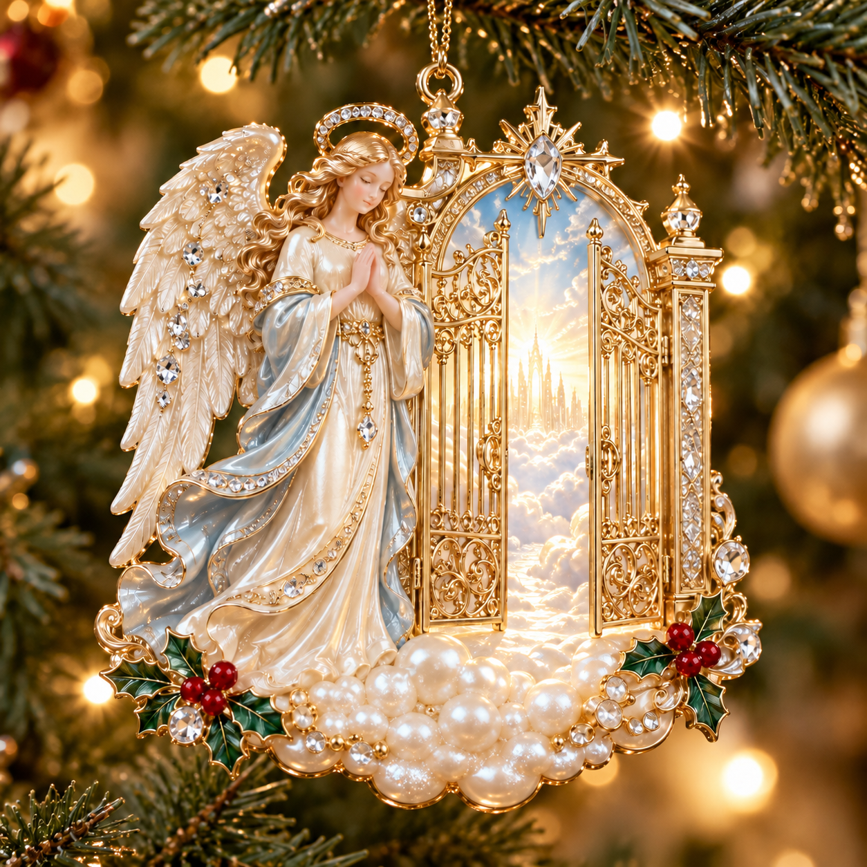 Heavenly Angel Christmas Ornament –  Crystal Star, Heaven’s Gate & Nativity Faith Keepsake Collection