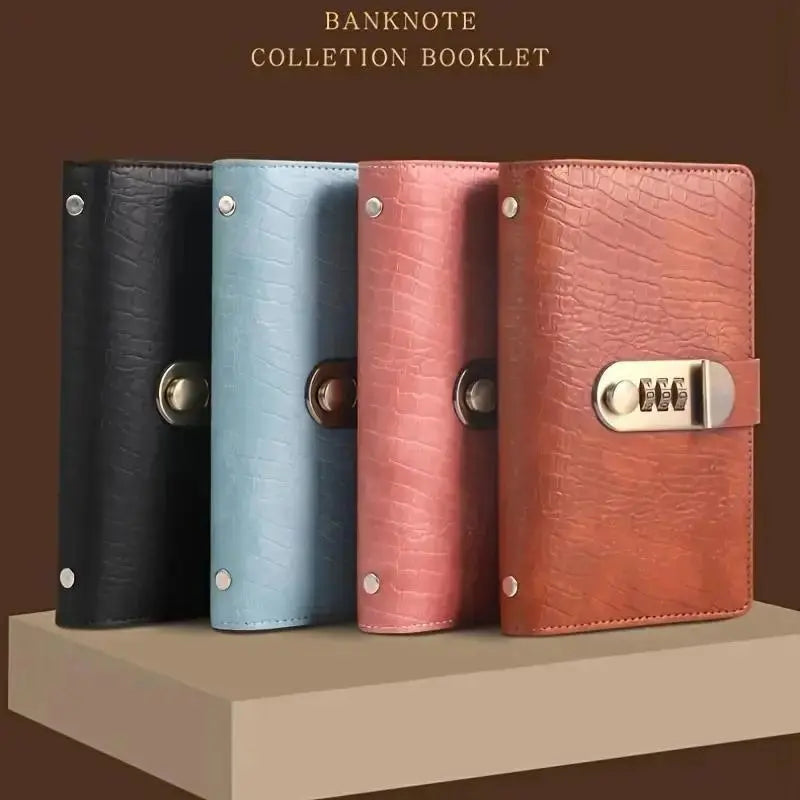 100-Transparent-Pocket Currency Collectors Album, Top-Grade PU Leather, Password Lock💵 - image 9
