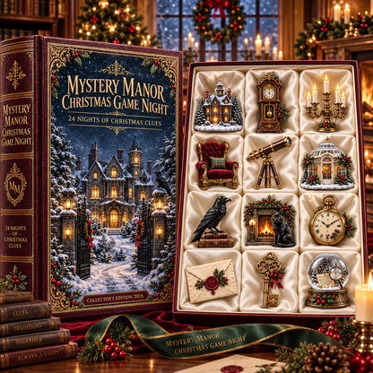 Mystery Manor Christmas Game Night 2026 – 24 Nights of Christmas Clues Countdown Calendar with 24 Unique Collectible Miniatures, Vintage Manor Mystery Gift for Puzzle & Game Lovers