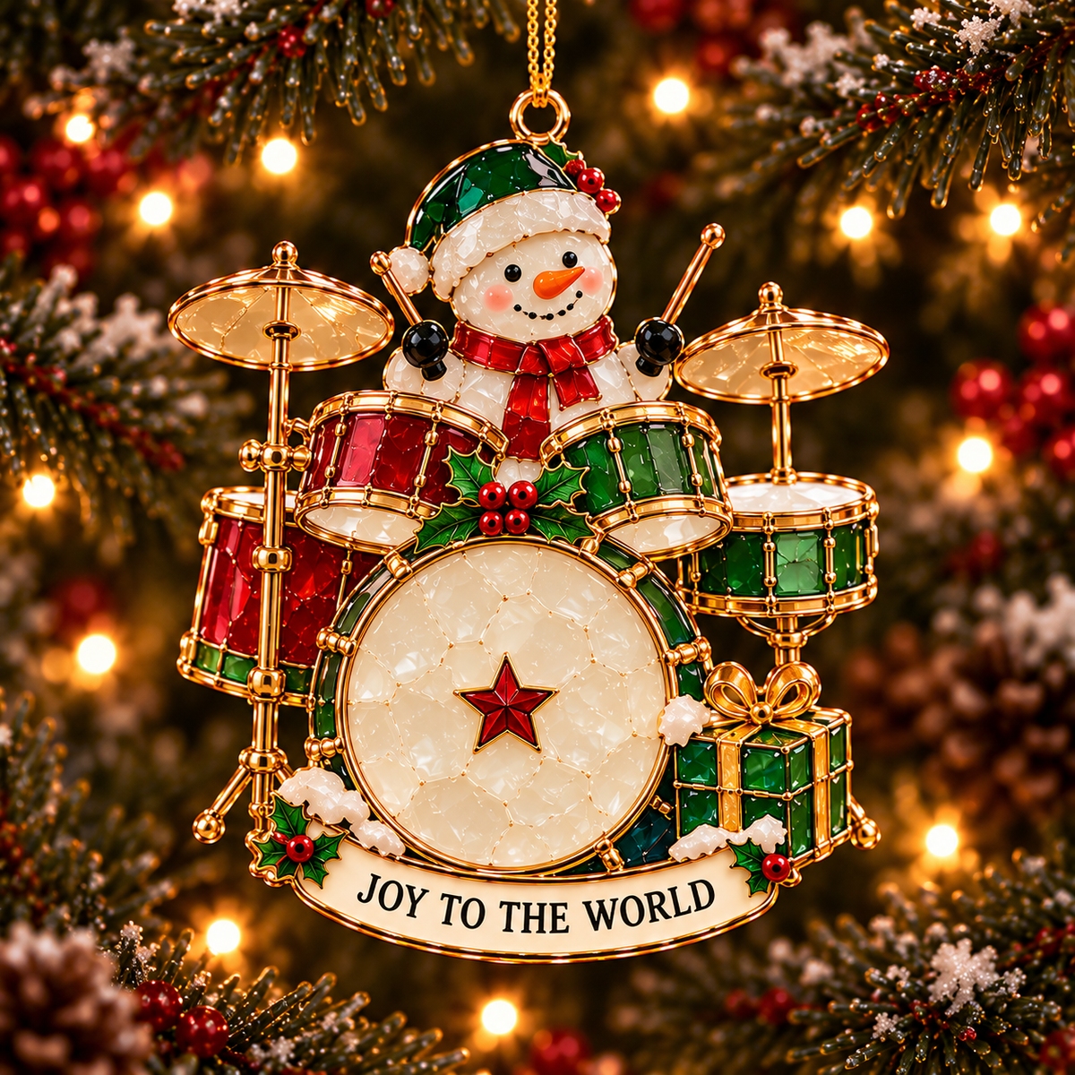Christmas Melodies – 6-Piece Stained-Glass-Style Musical Instrument Ornament Set | A Christmas Gift for Music Lovers