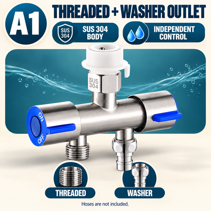 🚿 SUS 304 Dual-Control Faucet Splitter – 2-Way Hose & Washing Machine Adapter - image 9