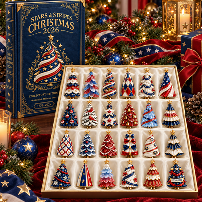 2026 Stars & Stripes Christmas Collection – 24 Unique Miniature Trees Celebrating 250 Years of Independence