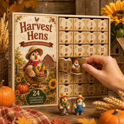 Harvest Hens Advent Calendar 2026 – 24 Days of Farmhouse Chicken Collectibles, Autumn Harvest Surprises & Gifts for Chicken Lovers, Acrylic Charms Blind Box