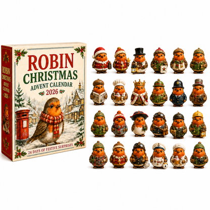 Robin Christmas Advent Calendar 2026 – 24 Days of Unique  Collectible Robin Miniatures, Festive Countdown Gift for Bird Lovers & Garden Lovers