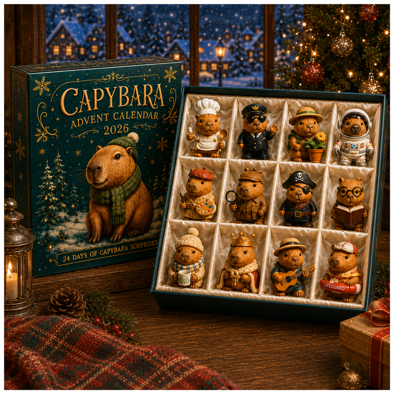 Capybara Advent Calendar 2026 – 24-Day Christmas Countdown with 24 Collectible Capybara Figures