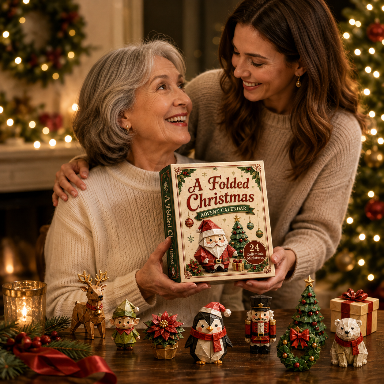 A Folded Christmas 24-Day Advent Calendar – 24 Collectible  Christmas Miniatures, Premium Holiday Countdown Gift Set for Families & Collectors