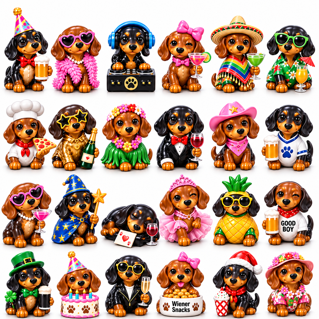 Pawty Weenie 2026 – 24-Day Dachshund Celebration Countdown Calendar with 24 Unique Collectible Miniatures, Fun Christmas Gift for Wiener Dog Lovers