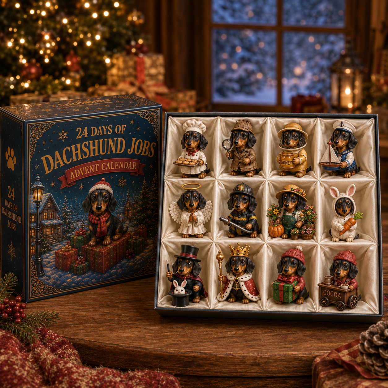 24 Days of Dachshund Jobs Advent Calendar 2026 – 24 Unique Collectible Dachshund Miniatures, Christmas Countdown Gift for Dog Lovers