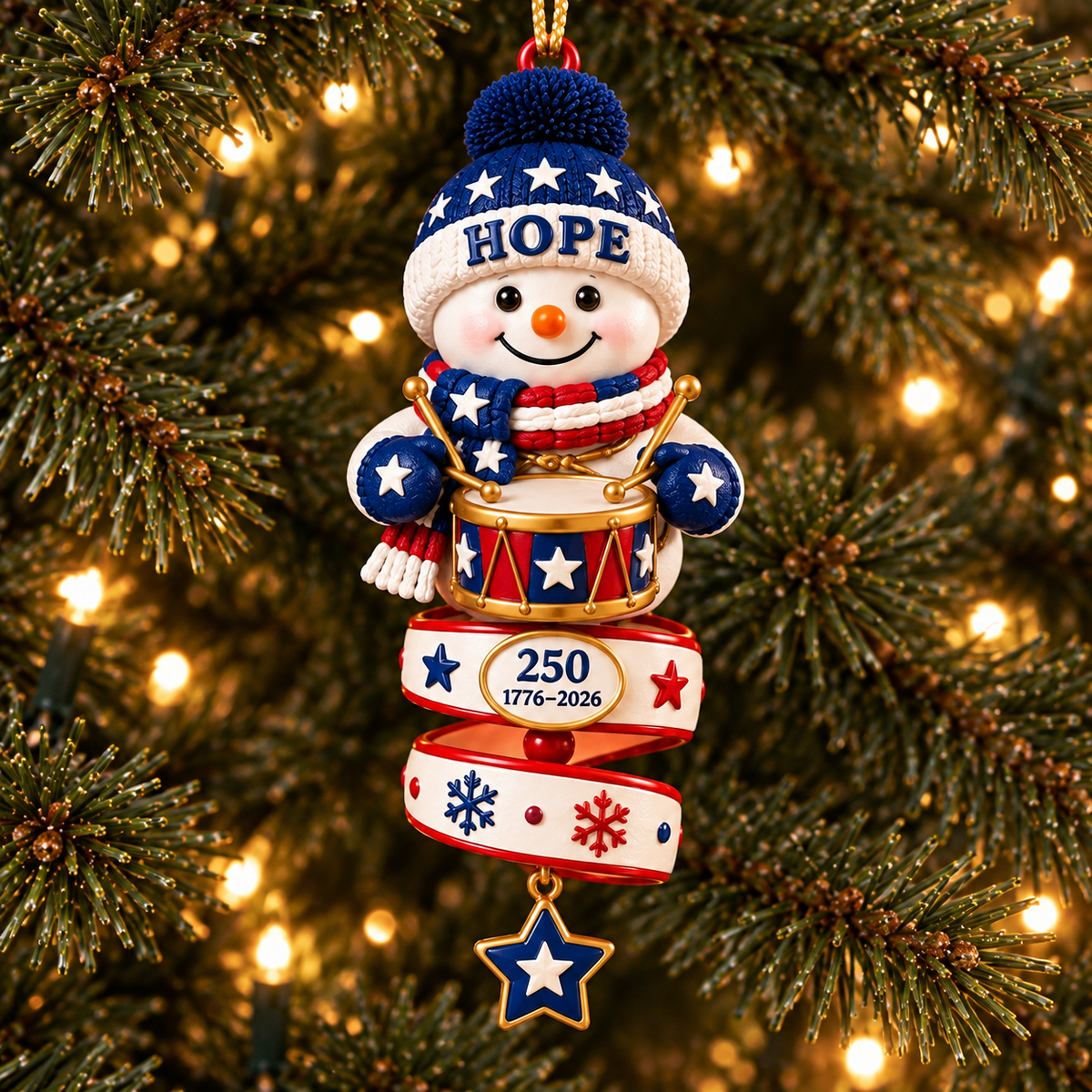 2026 Patriotic Snowman Christmas Ornaments –  250th Anniversary Keepsake Collection, 1776–2026