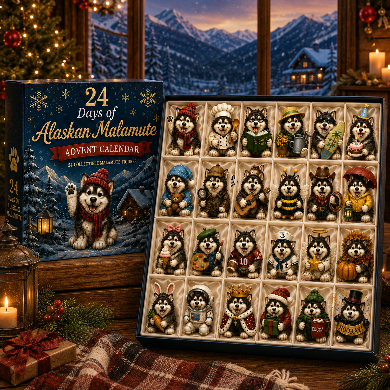 Alaskan Malamute Advent Calendar 2026 – 24 Days of Adorable Collectible Malamute Figurines
