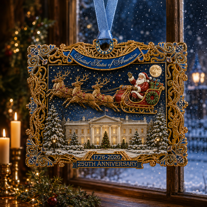 250th Anniversary Christmas Ornament 2026 – USA Heritage Santa Sleigh Collectible | Limited-Edition Patriotic Holiday Tree Decor