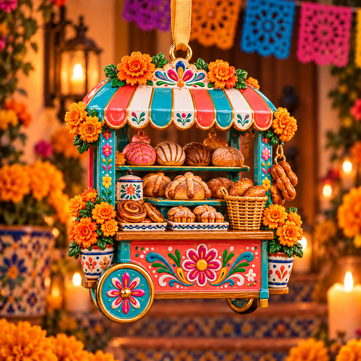 2026 Día de Muertos Village Ornaments – Miniature Market & Marigold Keepsake Collection