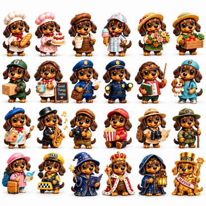 Little Doxie Town 2026 – 24-Day Dachshund Countdown Collection with 24 Unique Town Character Miniatures, Christmas Collectible Gift for Dachshund Lovers