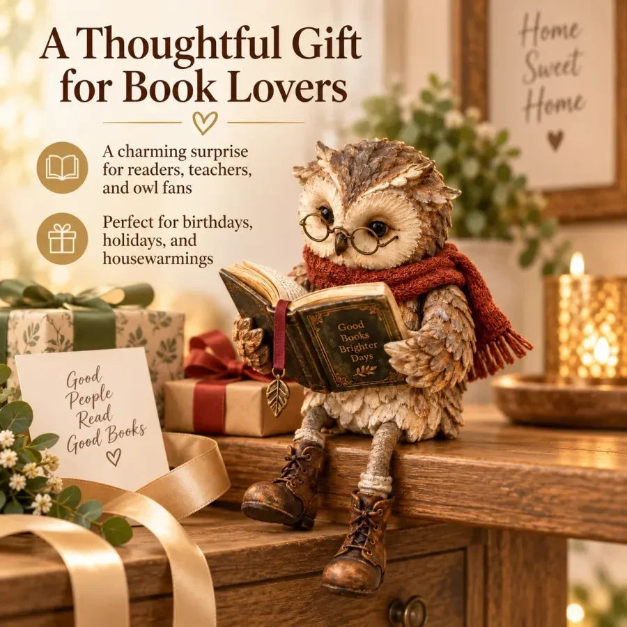 Reading Owl Figurine - image 7