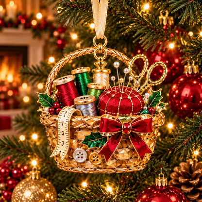 Vintage Sewing Christmas Ornaments – 6-Piece Elegant Holiday Keepsake Collection | Perfect Christmas Gifts for Sewing Lovers & Quilters 🎄🧵