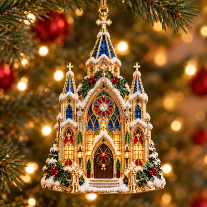 Christmas Church Ornament –  Faith-Inspired Snowy Chapel Keepsake Collection, Meaningful Christian Christmas Gift for Family & Loved Ones