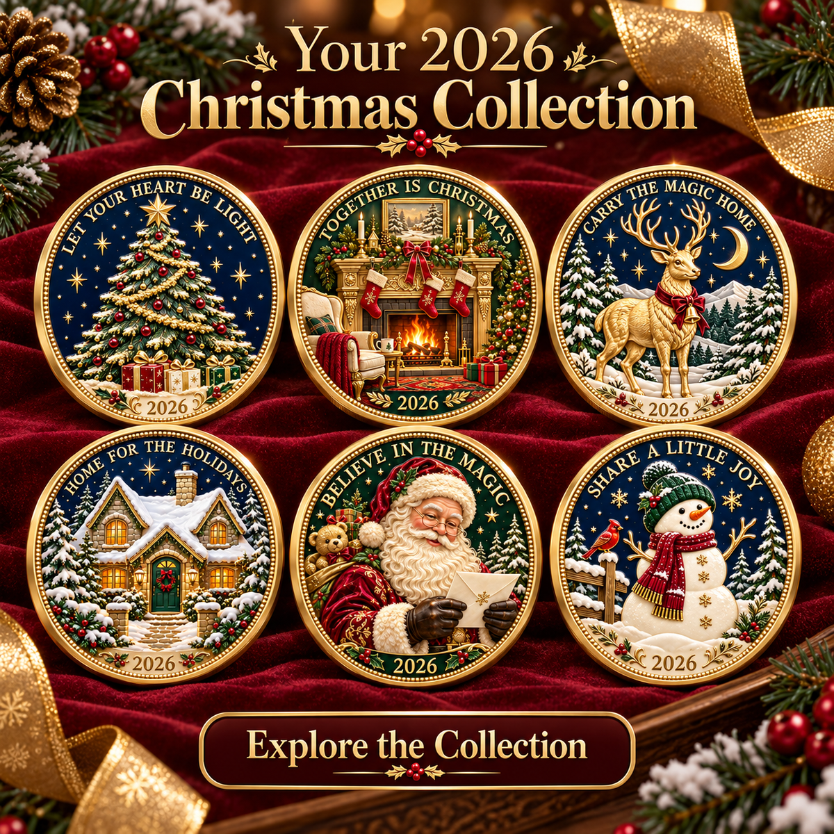 2026 Christmas Memories Coin Collection – 6 Festive Designs, Double-Sided Details & Timeless Holiday Charm