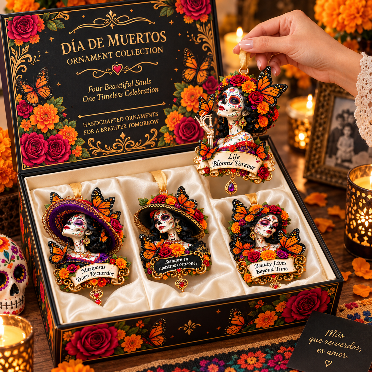 Día de Muertos Catrina Butterfly Ornament  –  Floral Day of the Dead Keepsake Collection, Meaningful Gift for Family & Loved Ones