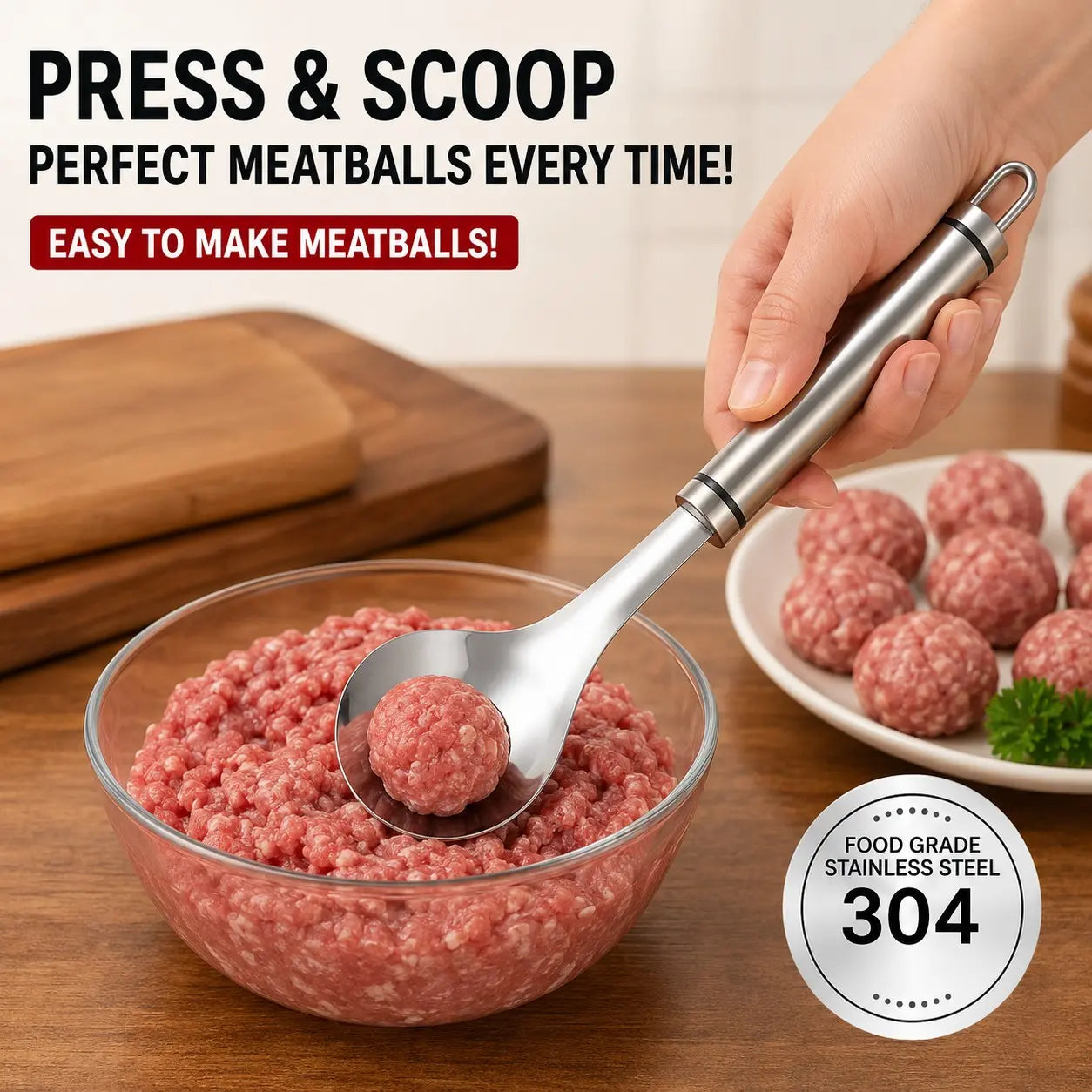 Stainless Steel Meatball Maker Spoon, Non‑Stick Meat Ball Extrusion Scoop 🍲 - image 6