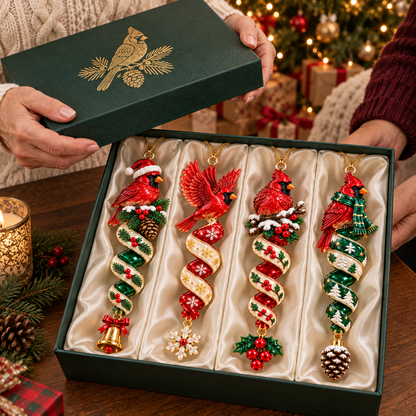 Cardinal Christmas Ribbon Ornament Collection