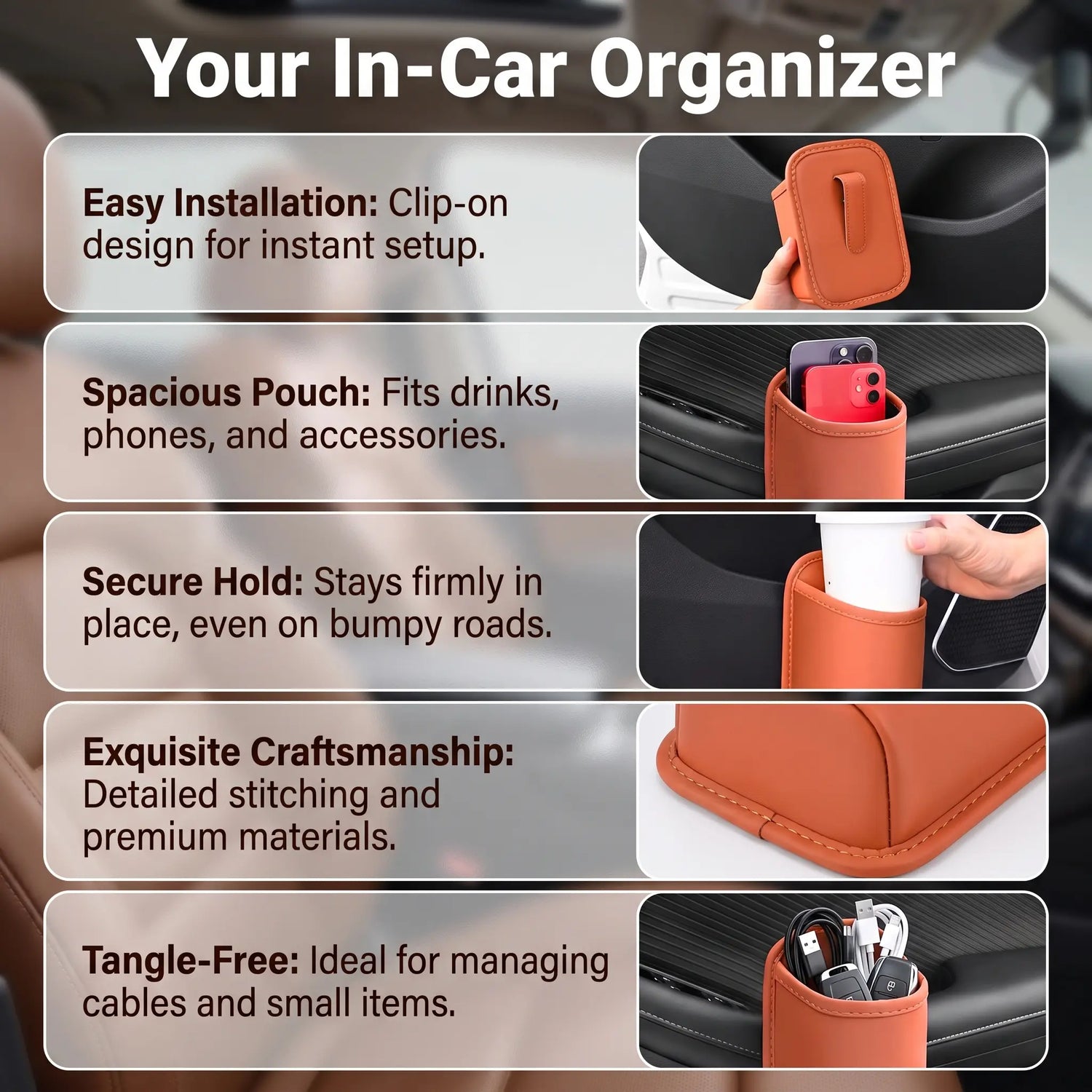 Car Cup Holder Accessory, Multi‑Purpose Drink & Water Bottle Storage Pouch 🚗 - image 6