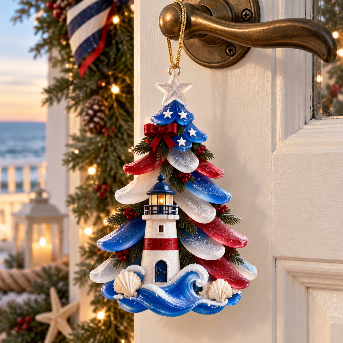 2026 Patriotic Coastal Christmas Tree Ornaments – Seaside Keepsake Designs in Red, White &amp; Blue