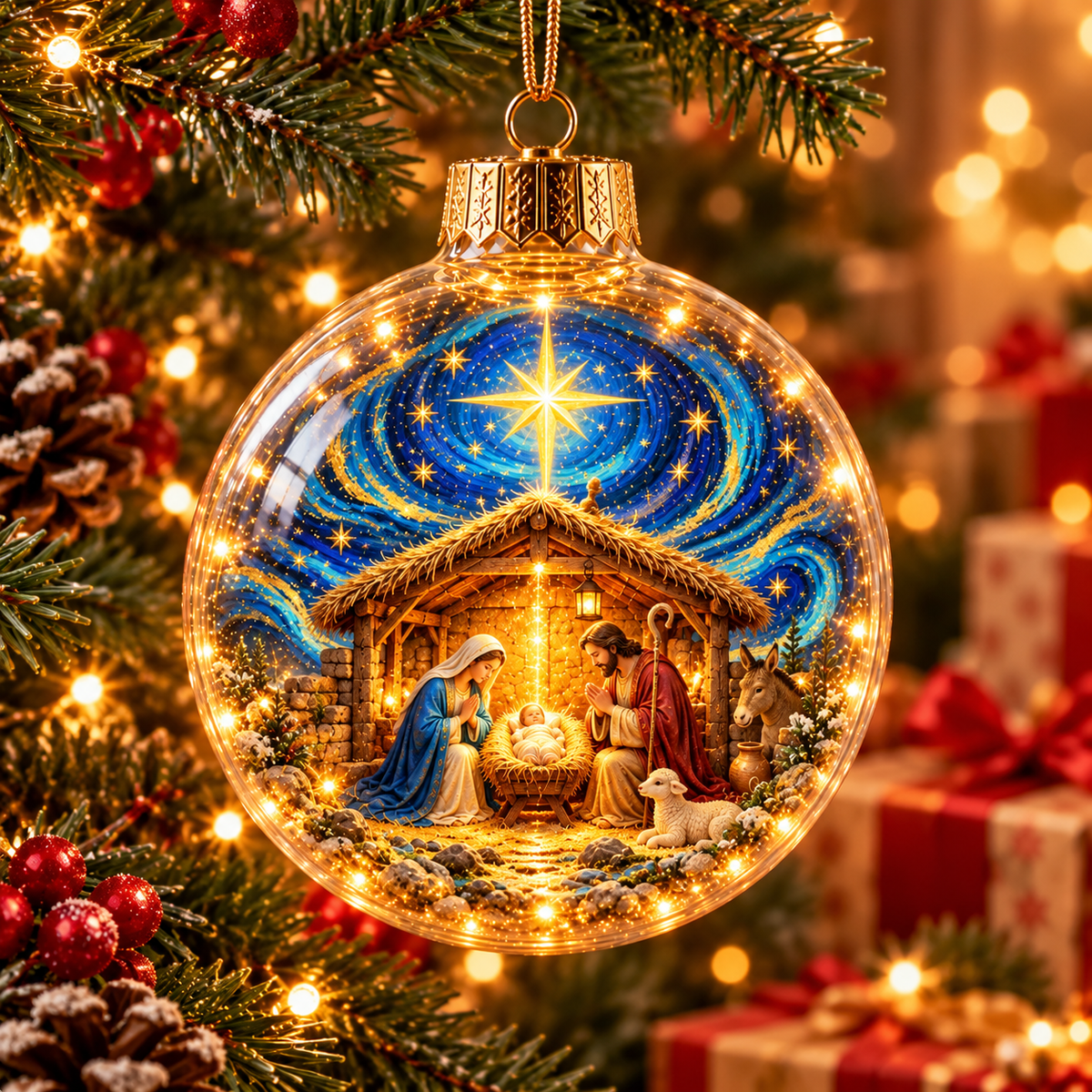 ✝️Christian Nativity Christmas Ornaments – 7-Piece Jesus Birth & Holy Night Collection