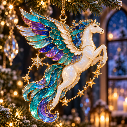 ✨ 2026 Enchanted Stained Glass Unicorn Christmas Ornaments – Set of 6