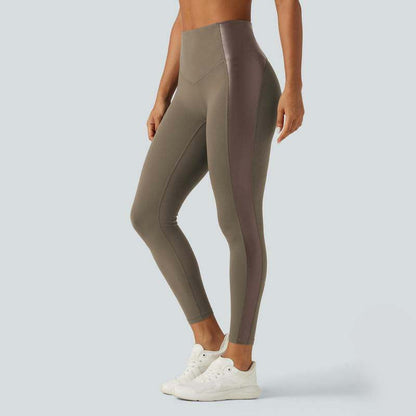 High Waisted Stretchy PU Tummy Control Yoga Leggings with Pocket 🖤✨