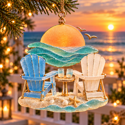 🏖️ 2026 Coastal Christmas Beach Chair Ornaments – Set of 6 Seaside Holiday Keepsakes