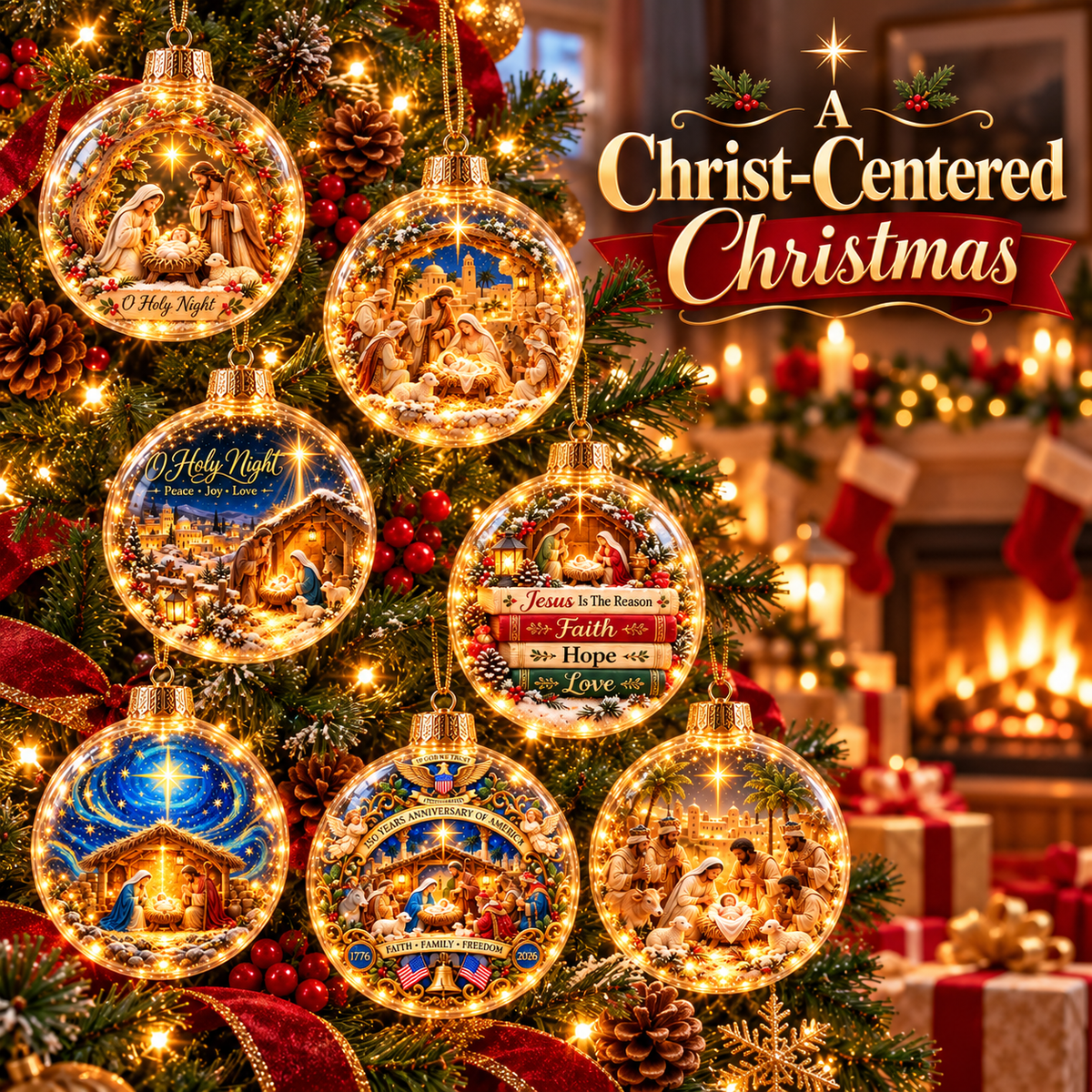 ✝️Christian Nativity Christmas Ornaments – 7-Piece Jesus Birth & Holy Night Collection