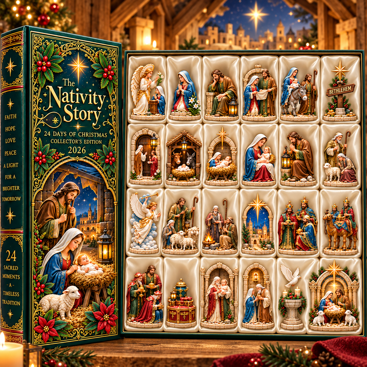 Nativity Story 2026 – 24 Days of Christmas Collector’s Edition with 24 Unique Nativity Miniatures, Christian Christmas Countdown Gift