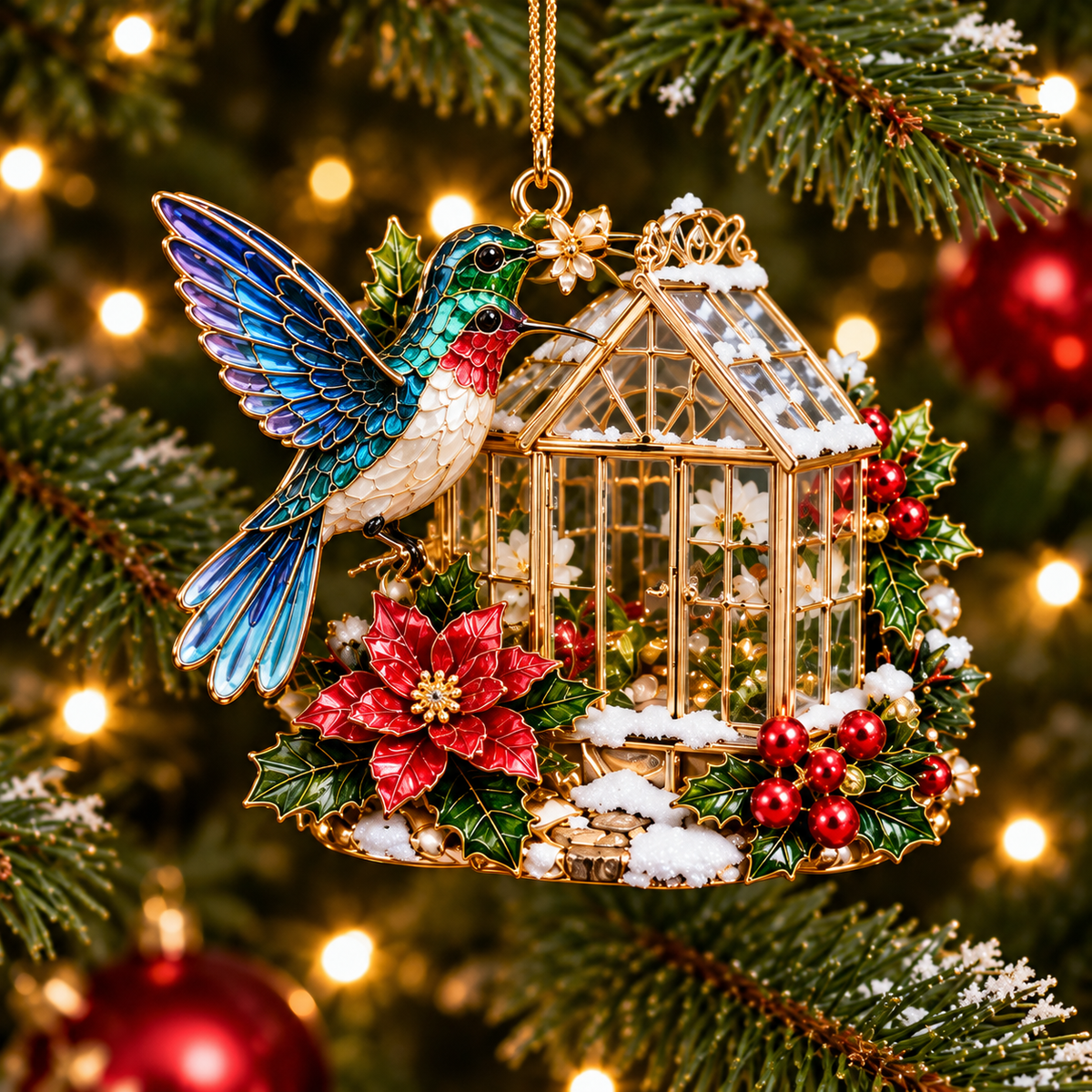 Hummingbird Christmas Ornament  –  Festive Bird Keepsake Collection, Elegant Holiday Gift for Mom, Grandma & Hummingbird Lovers