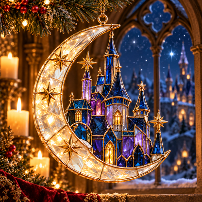 ✨ 2026 Magical Stained Glass Christmas Ornaments – Set of 6 | Crystal Castle, Candy, Rocket, Rainbow Star &amp; Heart Hanging Decorations | Colorful Christmas Tree Ornaments &amp; Holiday Gifts