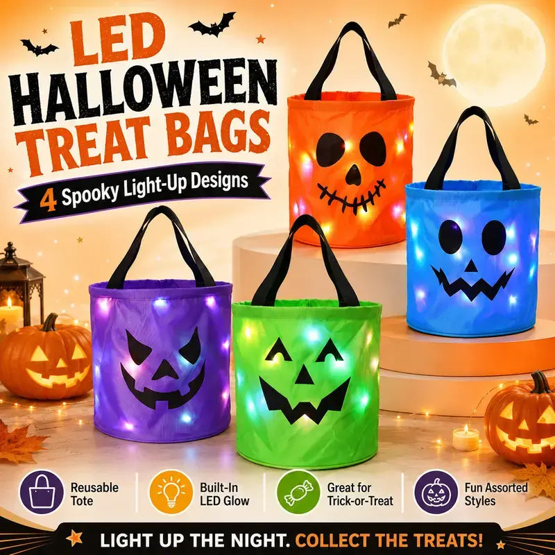 LED Halloween Pumpkin Light Candy Buckets - image 3