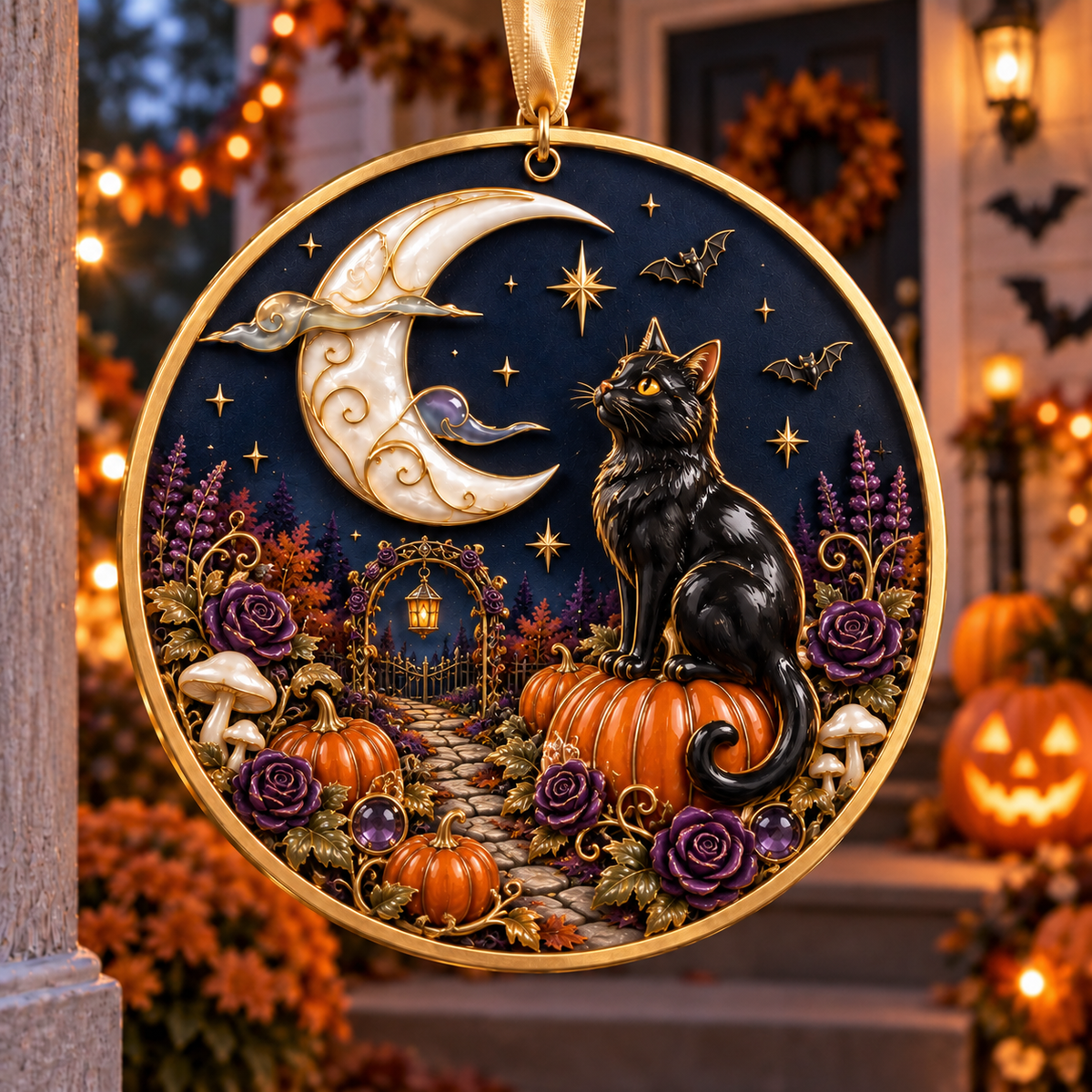 2026 Moonlit Halloween Village Hanging Ornaments – 9 Enchanting Designs with Witches, Ghosts & Pumpkin Magic