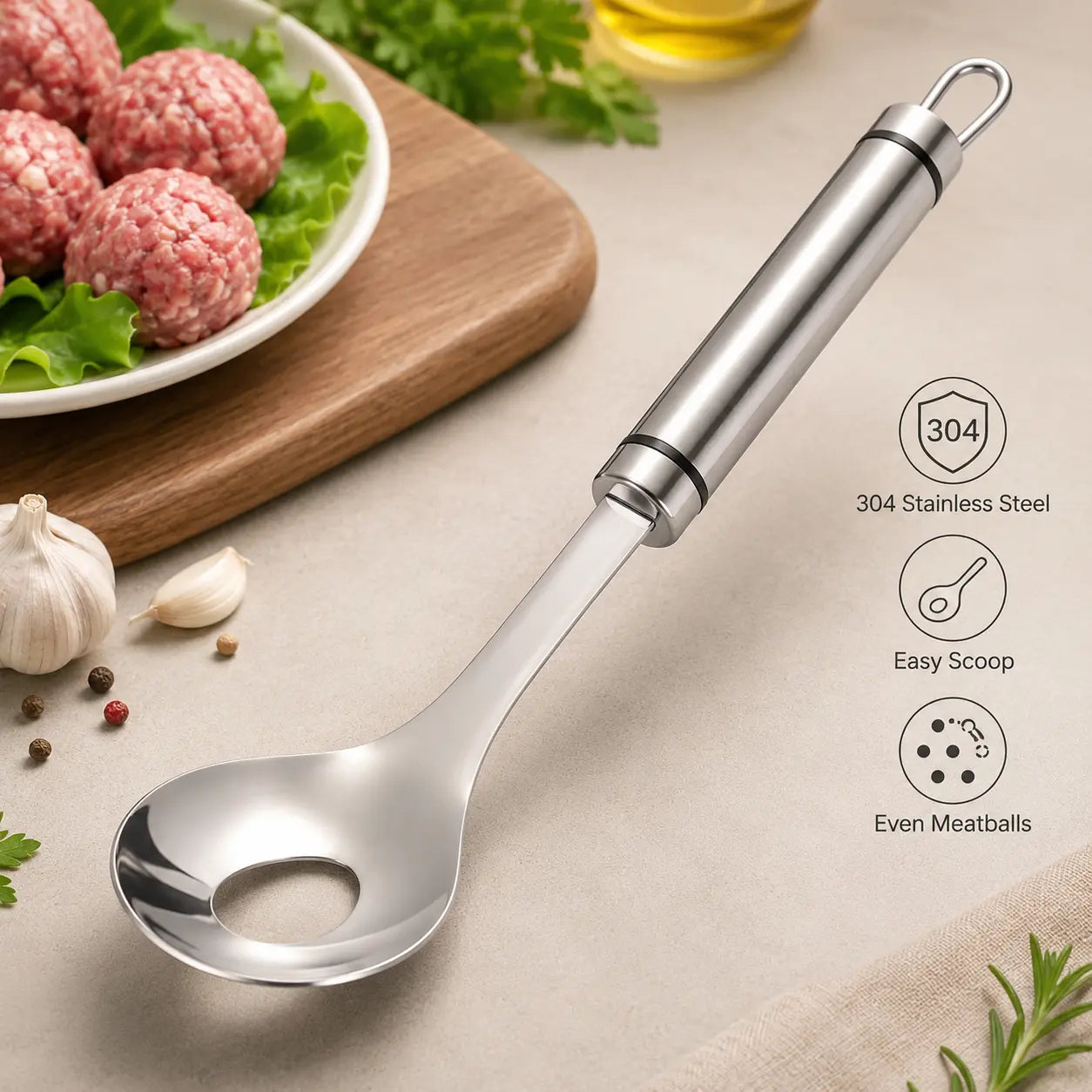 Stainless Steel Meatball Maker Spoon, Non‑Stick Meat Ball Extrusion Scoop 🍲 - image 8
