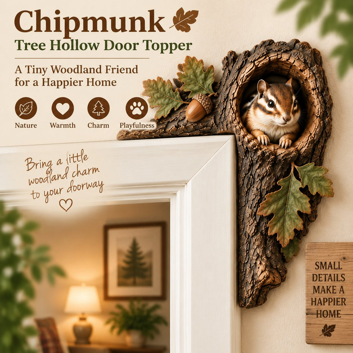 🎅 2026 Christmas Gift 50% Off--⏰LAST DAY 50% OFF 🐿️ 3D Chipmunk Tree Hollow Door Topper | Woodland Animal Doorway Decor For Cozy Nature Homes - image 1