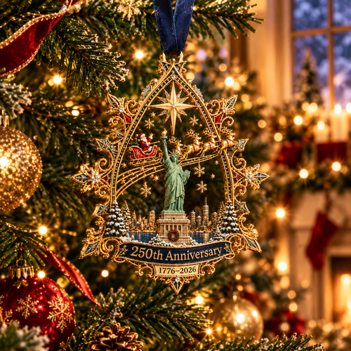 🎄250th Anniversary Christmas Ornament 2026,Statue of Liberty & New York City Commemorative Ornament,