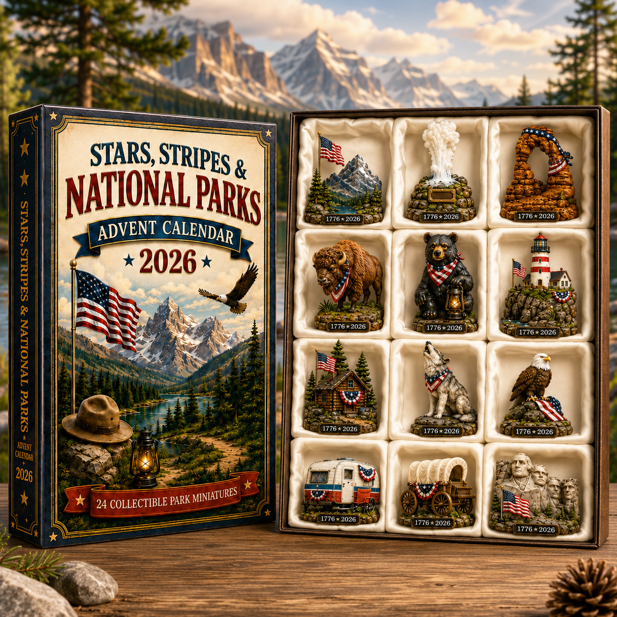 National Parks Adventure Advent Calendar 2026 – 24 Days of American Wilderness, Collector-Grade Miniature Keepsakes, Acrylic Charms Blind Box